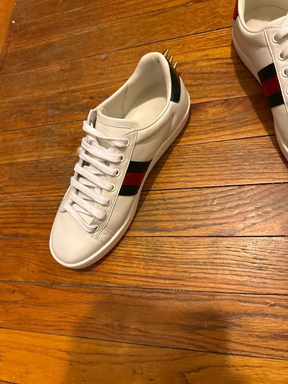 Gucci Ace Leather Sneakers with Pearls and Spikes - Picture 7 of 8